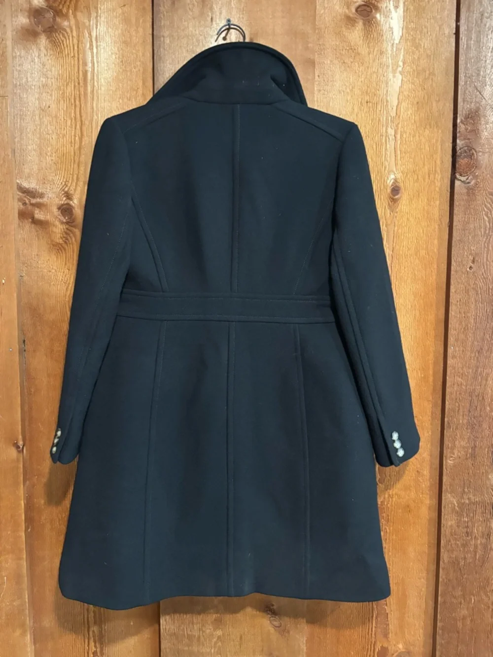 J.Crew Black Italian Double Cloth Wool Lady Day Coat 8P Thinsulate Old Money